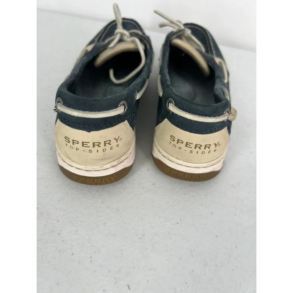 Sperry Top-Sider Womens 8.5M Navy Blue Perforated Leather Boat Shoes 9265919 - Picture 2 of 9